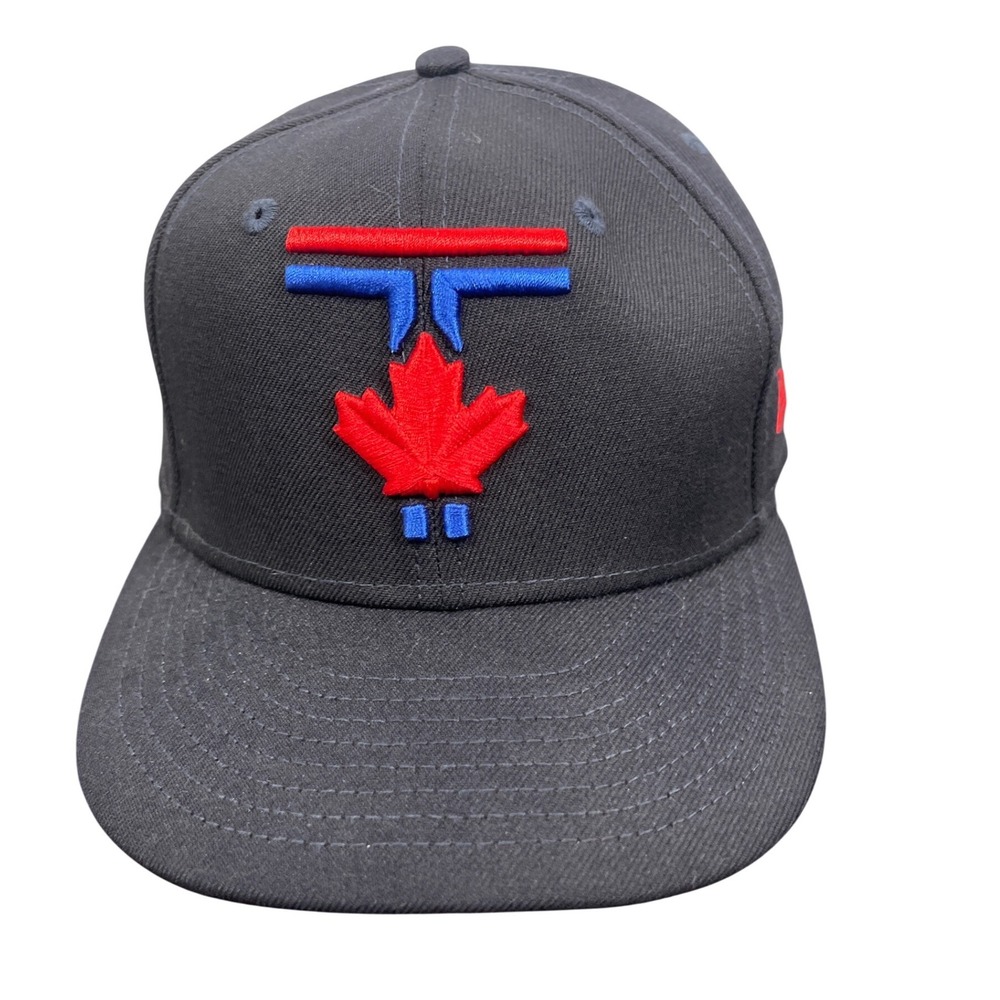 New Era 59FIFTY Toronto Blue Jays MLB Fitted Hat Black Red Maple Leaf 7 1/4